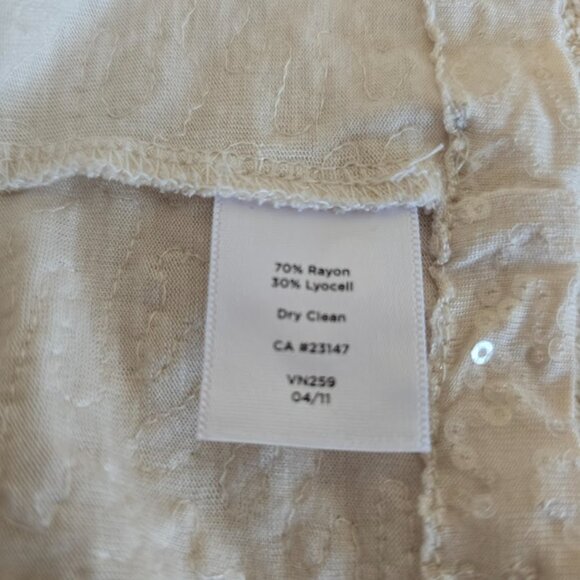 TALBOTS SEQUIN TANK SLEEVELESS CHAMPAGNE BEIGE FULLY LINED SIZE LARGE - Picture 6 of 8